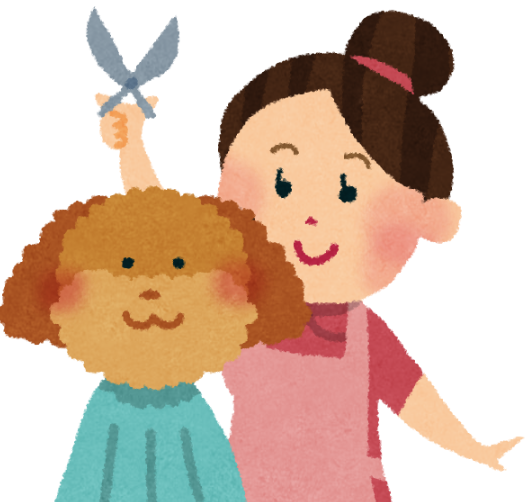 dog groomer and a dog